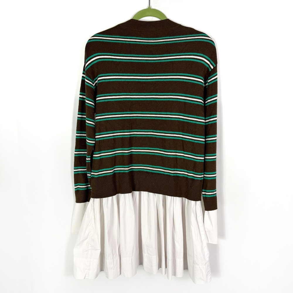 Simon Miller Pip Poplin Combo Dress Brown White Striped Layered Knit Sz S - Picture 3 of 12